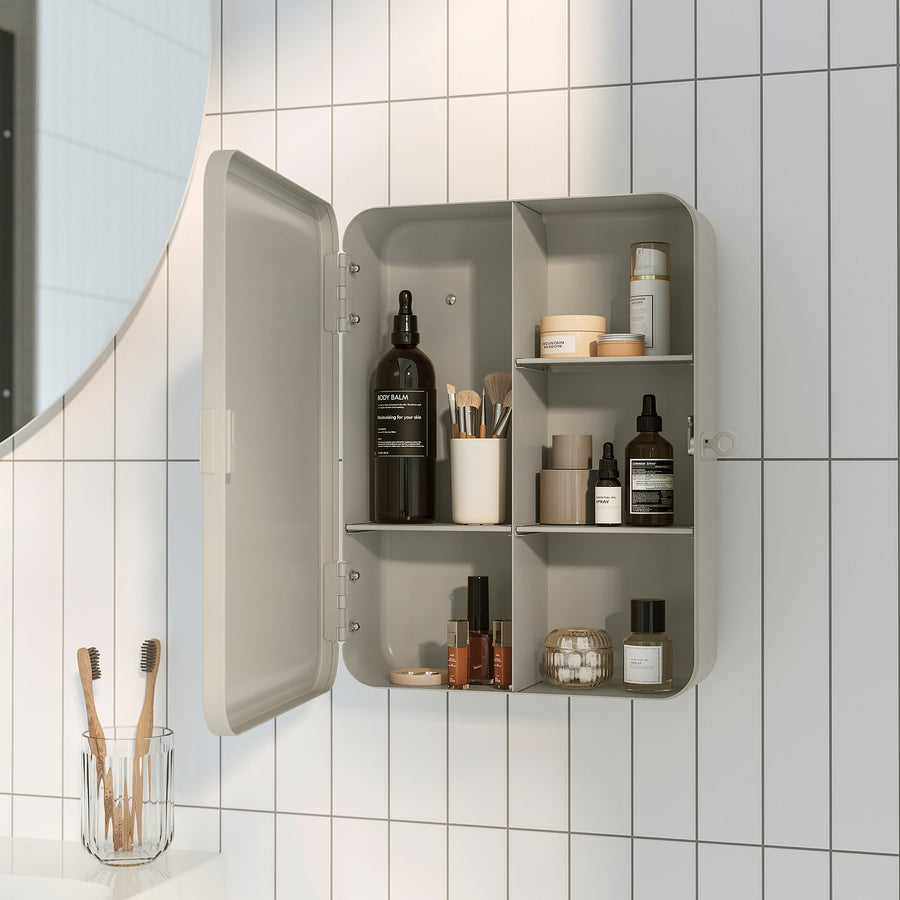 HUSBYÅN wall cabinet, grey-beige, 28x11x37.5 cm