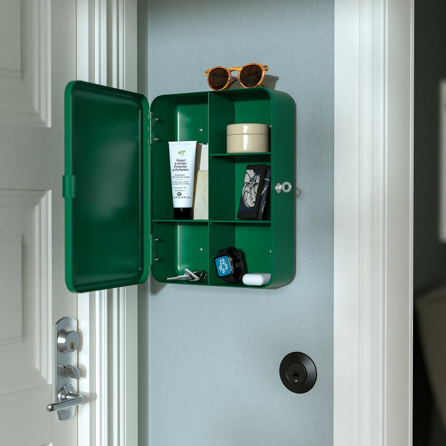 HUSBYÅN wall cabinet, dark green, 28x11x37.5 cm