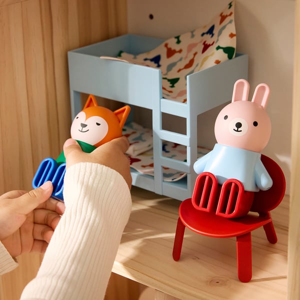 HUSET dollhouse furniture and figures, bedroom/bathroom multicolour