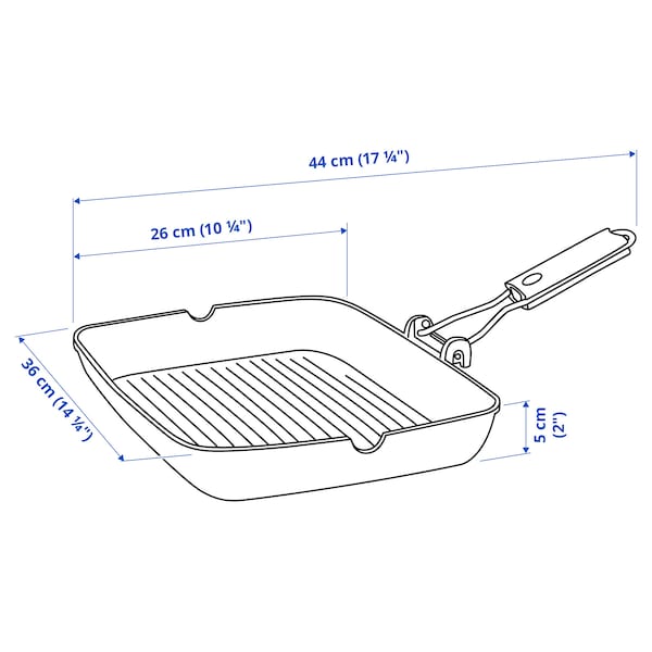 Ikea HUSKNUT - Grill pan, non-stick coating black,36x26 cm