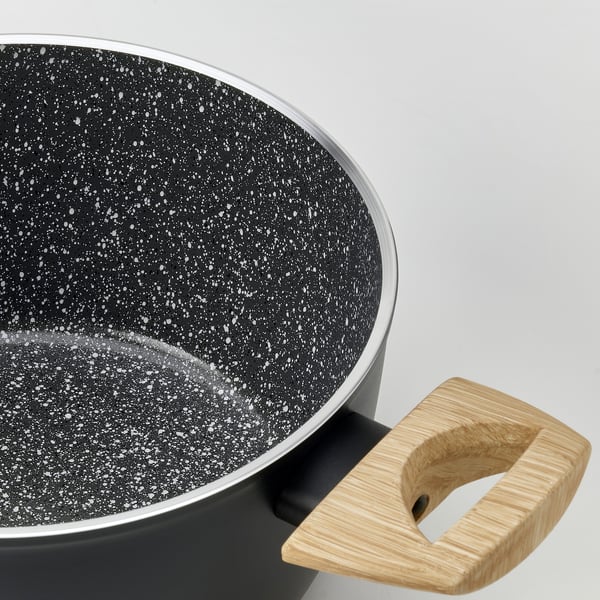 HUSKNUT - Pot with lid, non-stick coating black,2.7 l
