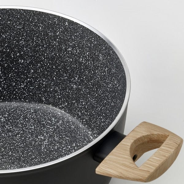 Ikea HUSKNUT - Pot with lid, non-stick coating black,4.7 l