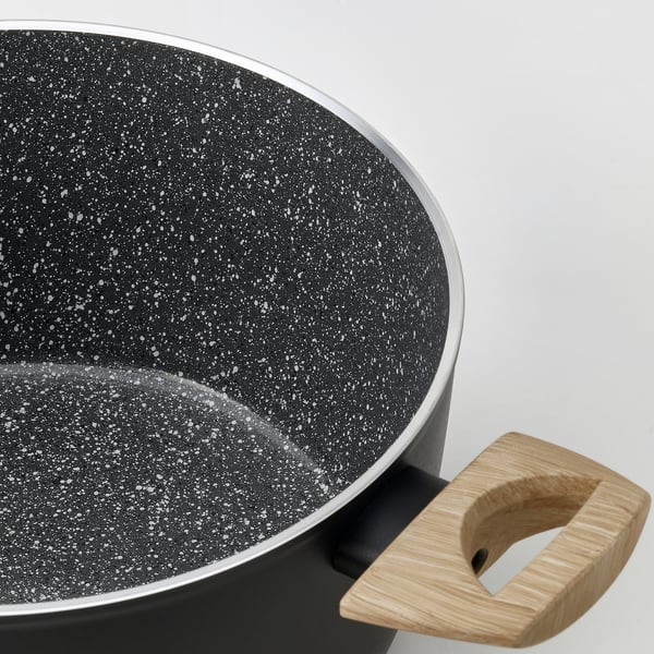 HUSKNUT pot with lid, non-stick coating black, 4.7 l