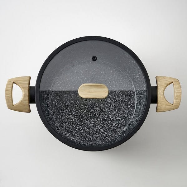 Ikea HUSKNUT - Pot with lid, non-stick coating black,4.7 l