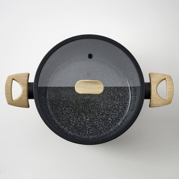 HUSKNUT pot with lid, non-stick coating black, 4.7 l