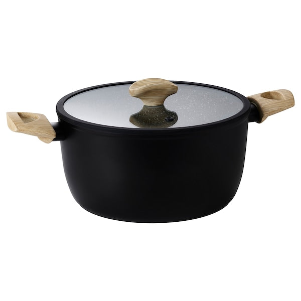 HUSKNUT - Pot with lid, non-stick coating black,4.7 l