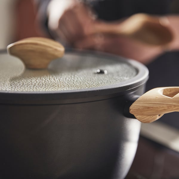 HUSKNUT pot with lid, non-stick coating black, 4.7 l