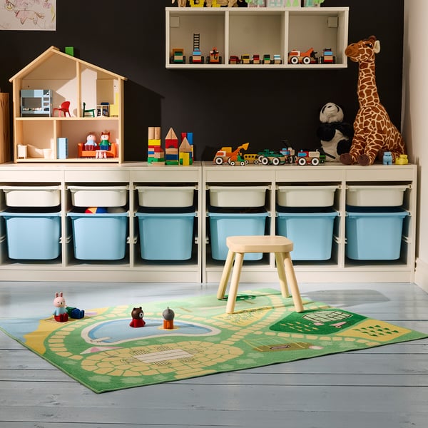HUSSPARV carpet, green, 100x133 cm