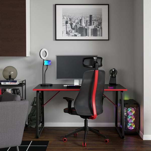 HUVUDSPELARE / MATCHSPEL gaming desk and chair, black