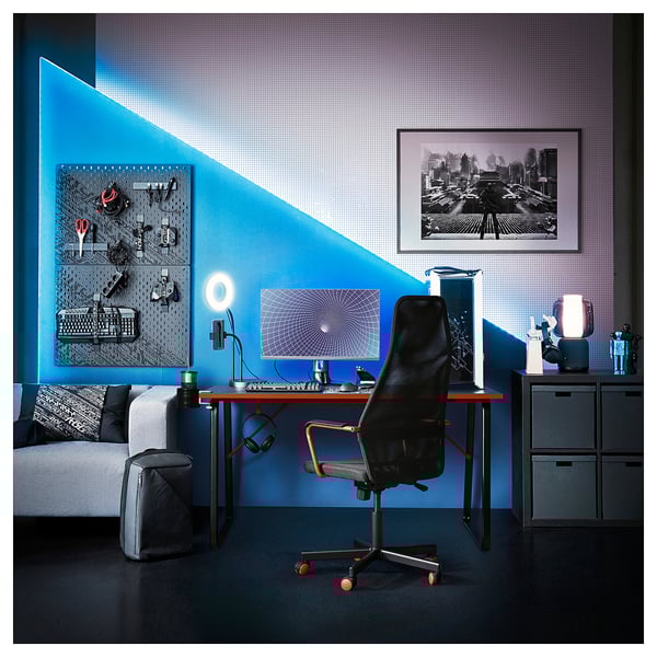HUVUDSPELARE gaming desk, black, 140x80 cm