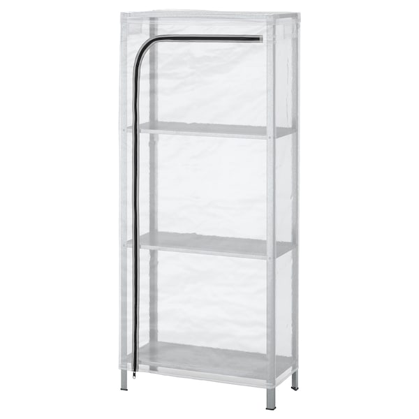 HYLLIS - Shelving unit with cover, transparent, 60x27x140 cm