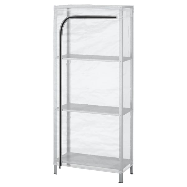 HYLLIS shelving unit with cover, transparent, 60x27x140 cm
