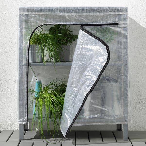 HYLLIS shelving unit with cover, transparent, 60x27x74 cm