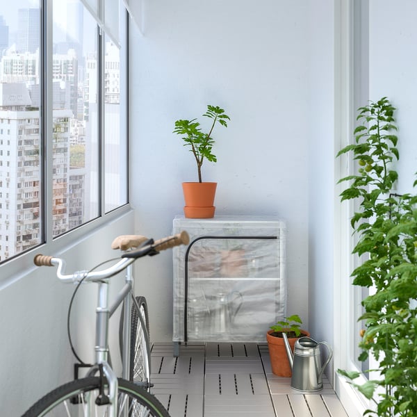 HYLLIS shelving unit with cover, transparent, 60x27x74 cm