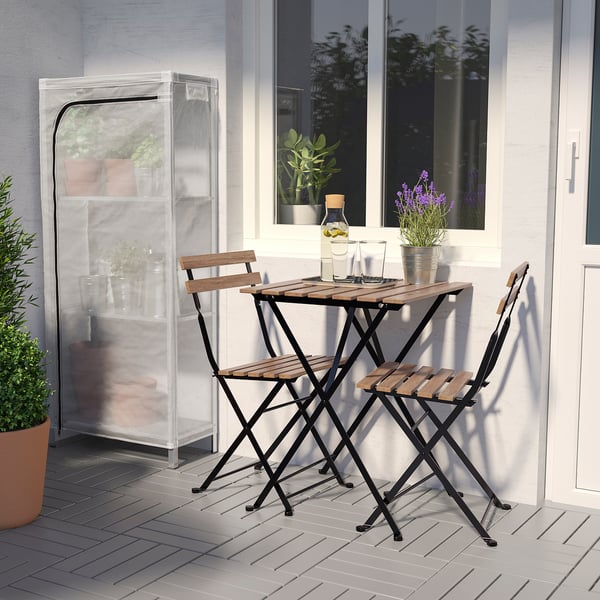 HYLLIS shelving unit with cover, transparent, 60x27x140 cm