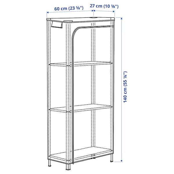 Ikea HYLLIS - Shelving unit with cover, transparent, 60x27x140 cm