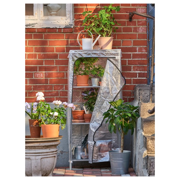 HYLLIS shelving unit with cover, transparent, 60x27x140 cm