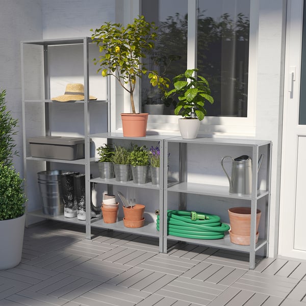 HYLLIS shelving unit in/outdoor, 180x27x74-140 cm