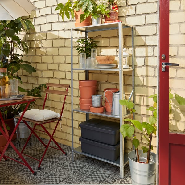 HYLLIS shelving unit in/outdoor, 180x27x74-140 cm
