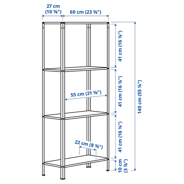 HYLLIS shelving unit, in/outdoor, 60x27x140 cm