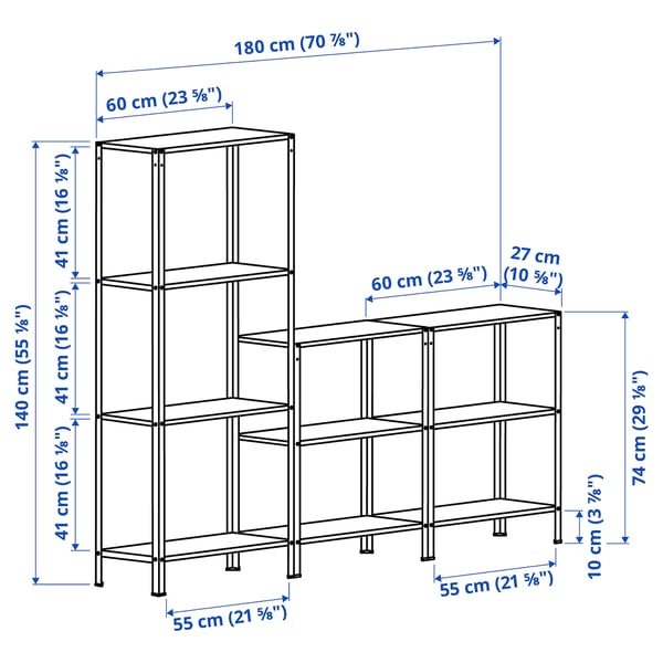 HYLLIS - HYLLIS Shelving unit in/outdoor, 180x27x74-140 cm