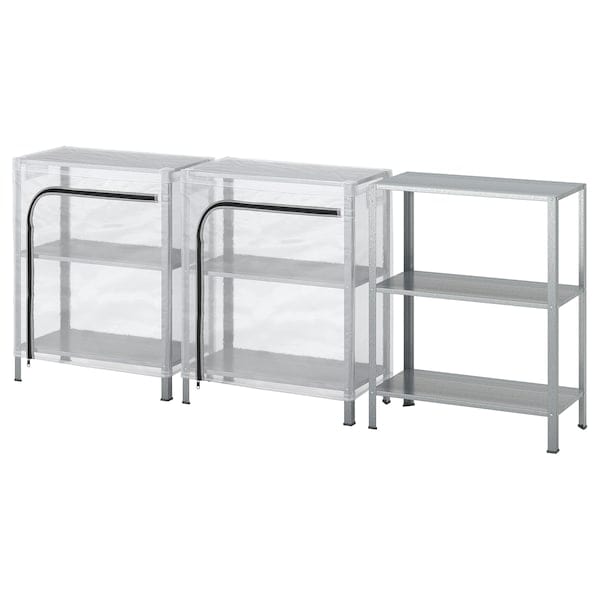Ikea HYLLIS - Shelving units with covers, transparent, 180x27x74 cm