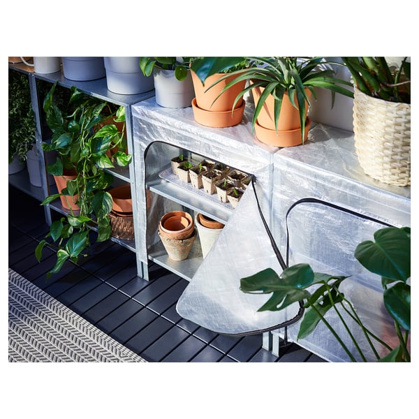 HYLLIS shelving units with covers, transparent, 180x27x74 cm