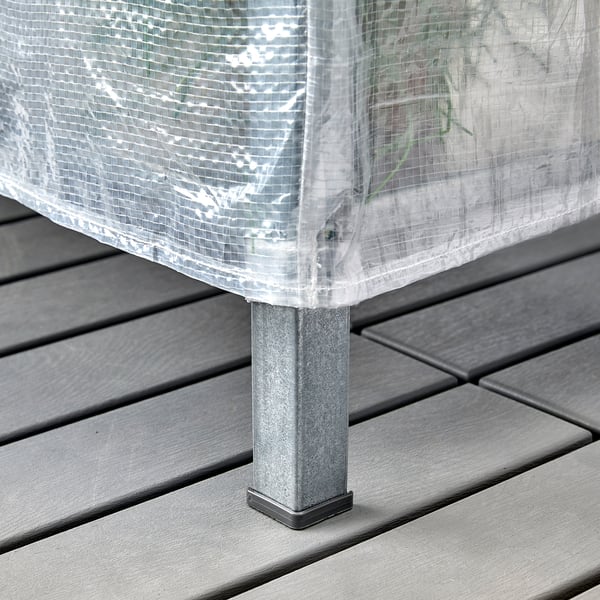 HYLLIS shelving units with covers, transparent, 180x27x74-140 cm