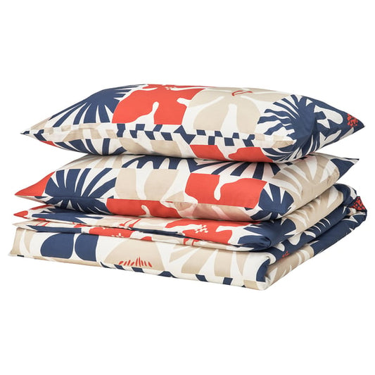 HYLSNEJLIKA Duvet Cover and 2 Pillow Cases, Patterned, 240x220/50x80 cm - Pillow Case Quantity: 2 pcs. Pillow Case Length: 50 cm Pillow Case Width: 80 cm Thread Count: 152 Inch²Duvet Cover Length: 220 cmDuvet Cover Width: 240 cm