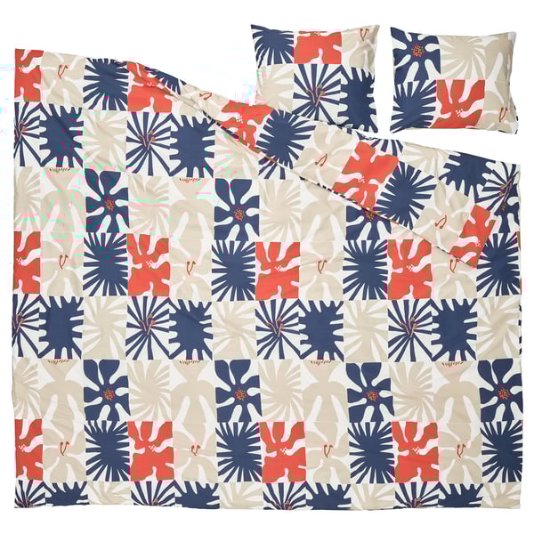 HYLSNEJLIKA - HYLSNEJLIKA Duvet cover and 2 pillowcases, multicolour, 240x220/50x80 cm