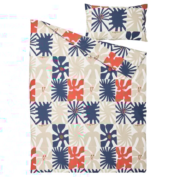 HYLSNEJLIKA - HYLSNEJLIKA Duvet cover and pillowcase, multicolour, 150x200/50x80 cm