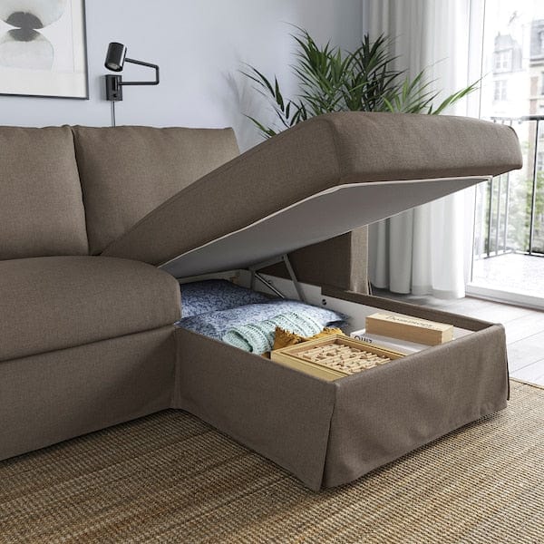 Ikea HYLTARP - 3-seater sofa/chaise-longue, right, Gransel dove-grey ,