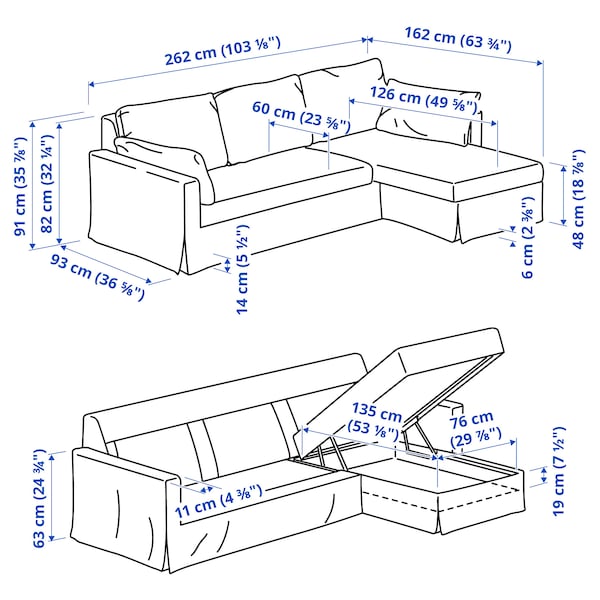 HYLTARP - 3-seater sofa/chaise-longue, right, Gransel dove-grey ,