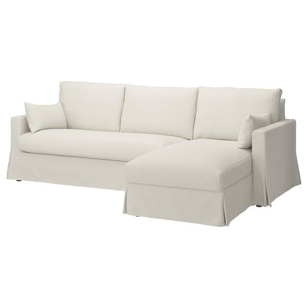 HYLTARP 3-seat sofa w chaise longue, right, Gransel natural, 262 cm