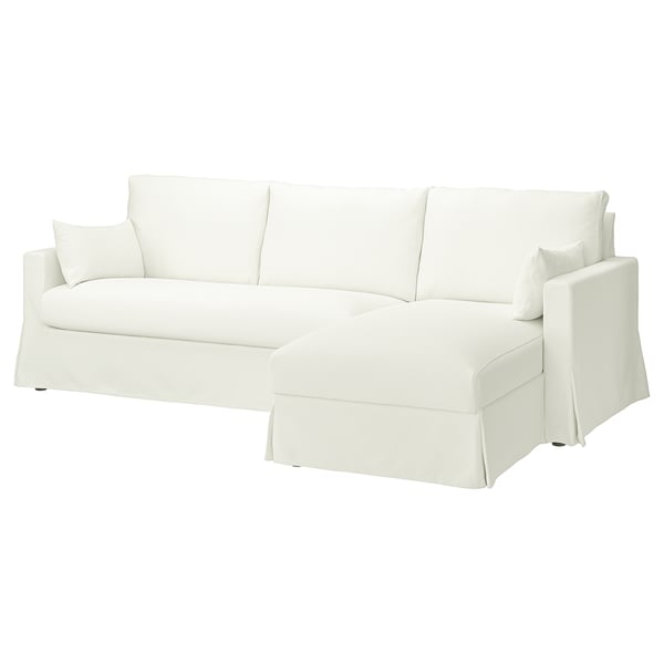 HYLTARP 3-seat sofa w chaise longue, right, Hallarp white, 262 cm