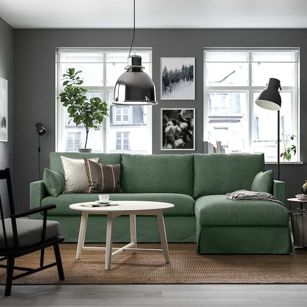 Ikea HYLTARP - 3-seater sofa/chaise-longue, right, Hemmesta gray-green
