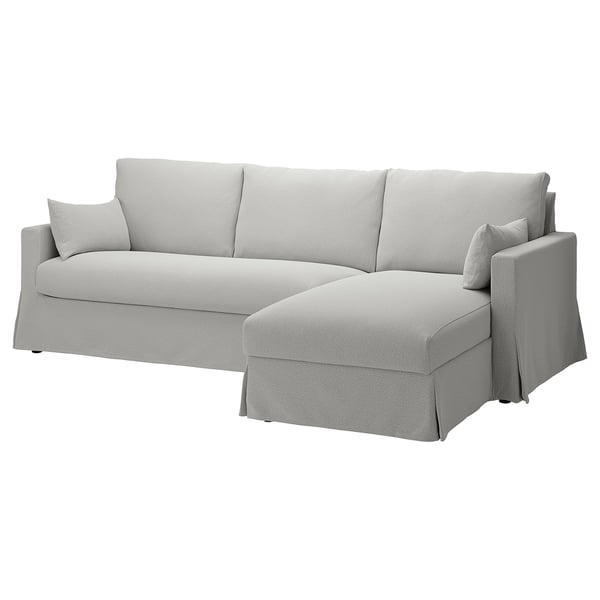 HYLTARP - 3-seater sofa/chaise-longue, right, Tallmyra white/black ,