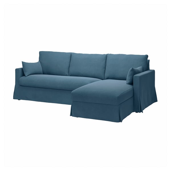 HYLTARP 3-seat sofa w chaise longue, right, Tallmyra blue, 262 cm
