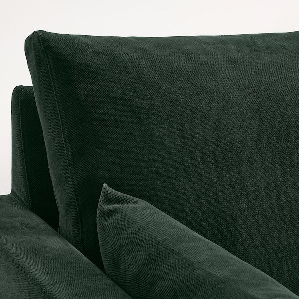 HYLTARP - 3-seater sofa/chaise-longue, right, Tallmyra dark green ,