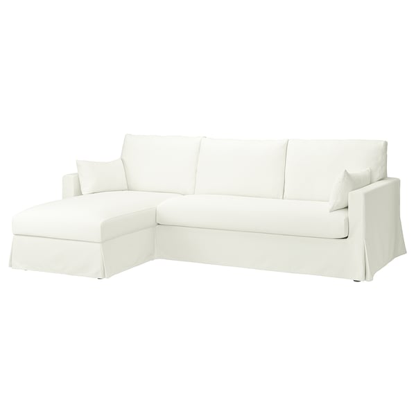 HYLTARP 3-seat sofa w chaise longue, left, Hallarp white, 262 cm