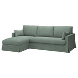 HYLTARP 3-seat sofa w chaise longue, left, Hemmesta grey-green, 262 cm