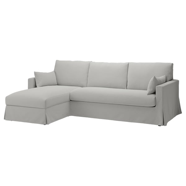 HYLTARP 3-seat sofa w chaise longue, left, Tallmyra white/black, 262 cm