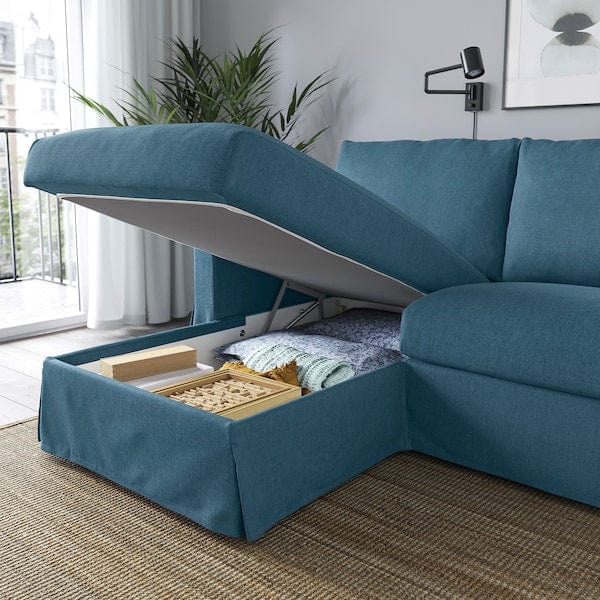 Ikea HYLTARP - 3-seater sofa/chaise-longue, left, Tallmyra blue