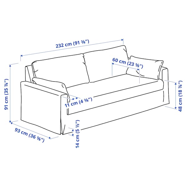 HYLTARP - 3-seater sofa, Gransel dove grey ,