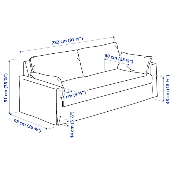 Ikea HYLTARP - 3-seater sofa, Gransel dove grey ,