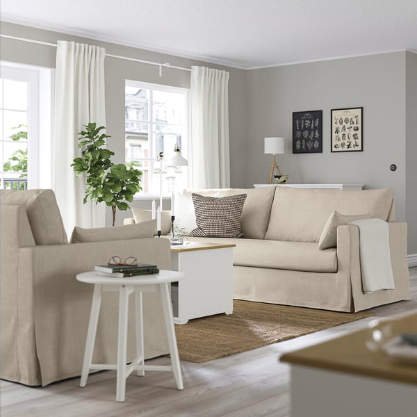 HYLTARP - 3-seater sofa, Hemmesta light beige ,