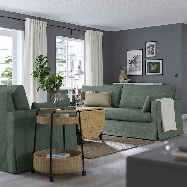 HYLTARP - 3-seater sofa, Hemmesta gray-green