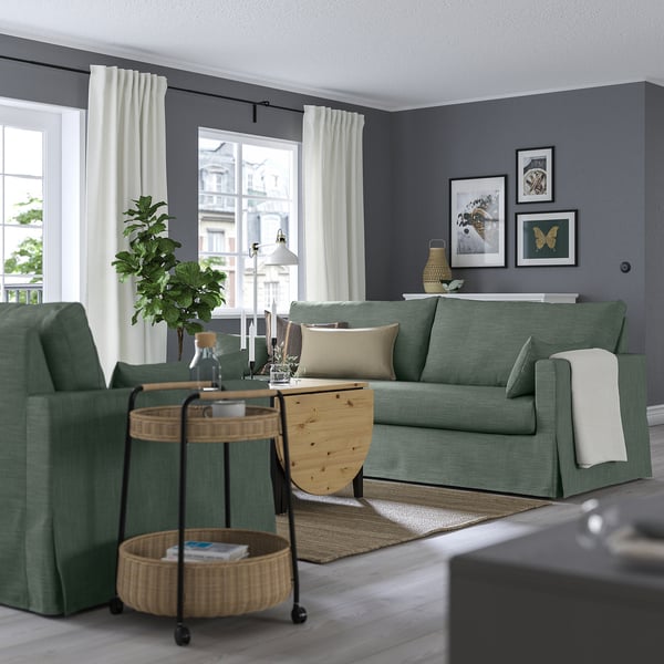 HYLTARP 3-seat sofa, Hemmesta grey-green, 232 cm