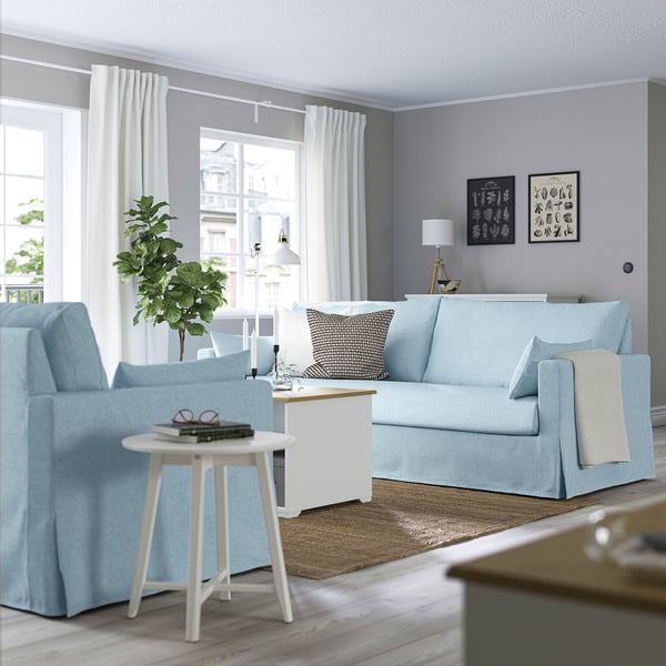 HYLTARP 3-seat sofa, Kilanda pale blue, 232 cm