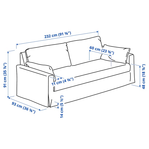 HYLTARP 3-seat sofa, Tallmyra white/black, 232 cm